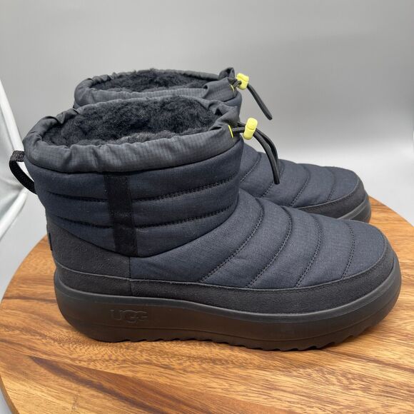 UGG Boots Mens Size 11 MAXXER MINI Black Shearling 3M Thinsulate Winter Comfort - Picture 1 of 8